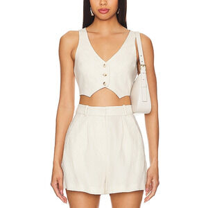 Amanda Uprichard 'Ethan' White Cropped Vest Size M